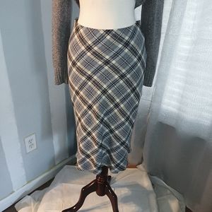 Plaid Wool Pencil Skirt size 6